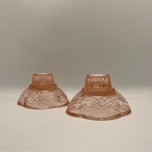 Vintage Pink Depression Glass Candle Holders